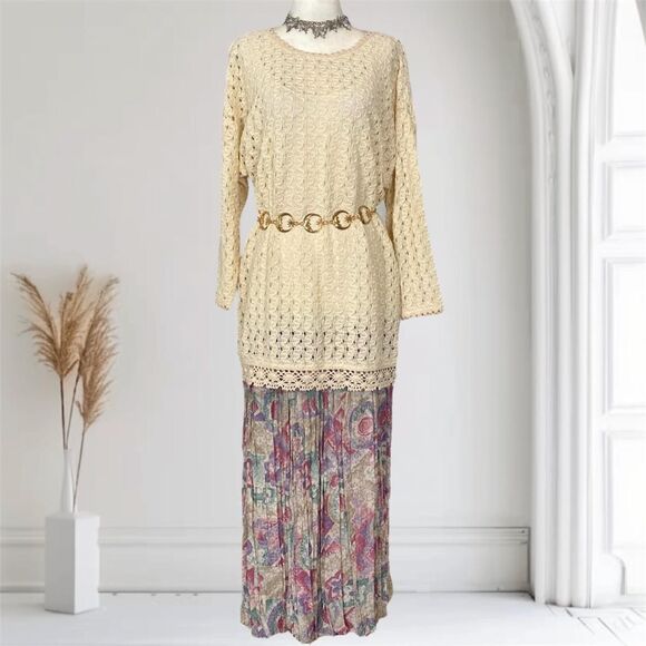 Vintage 1980s Made in USA Ethereal Fairy Grunge Layered 2 Piece Dress Set M - Picture 1 of 8